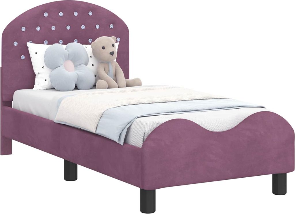 vidaXL Kinderbettgestell mit Kopfteil Lila 70 x 140 cm Samt