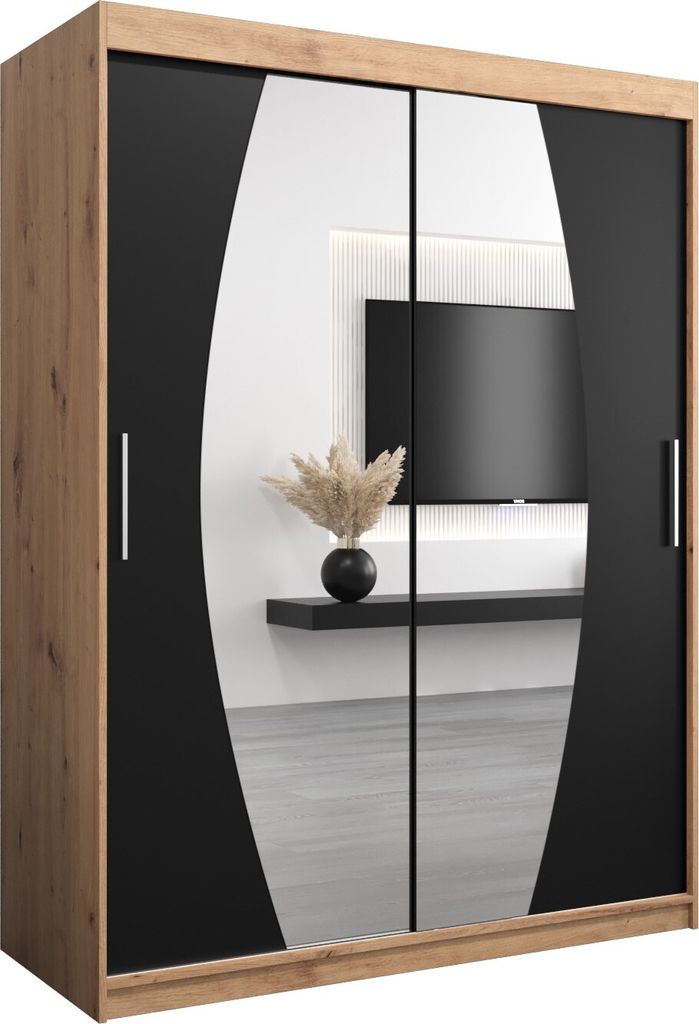 Kleiderschrank, Schiebetürenschrank Schlafzimmer, Schrank mit Spiegel ELYPSE 150 cm
