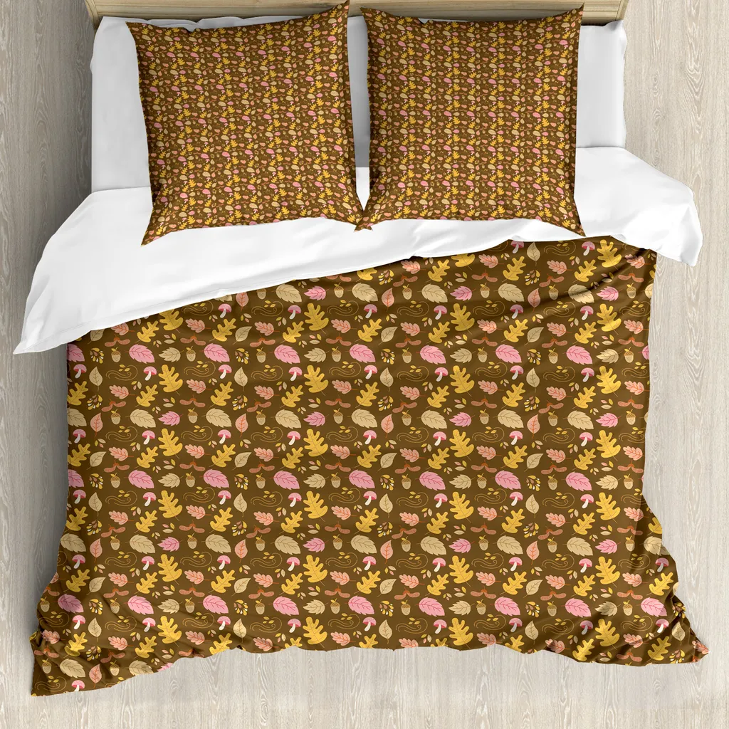 Housse de couette anti-acariens 155x220 cm motif chêne pour allergiques