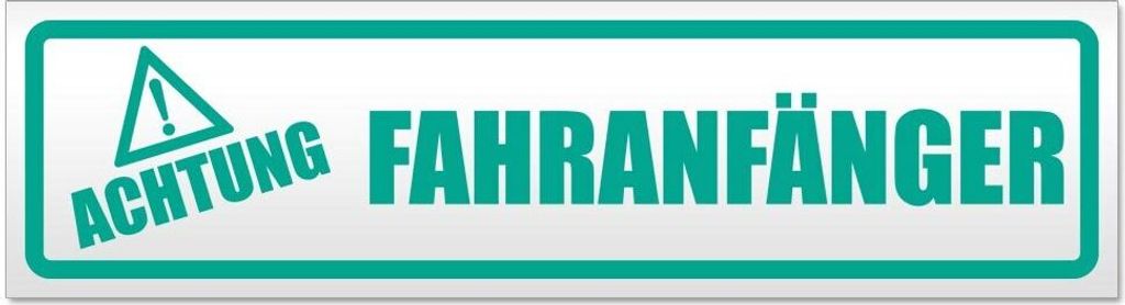 Kiwistar - Autoaufkleber - Türkis - 60 x 16 cm - Achtung Fahranfänger - Hinweis Aufkleber Sticker für Auto, Kfz, Fahrrad, PKW, LKW