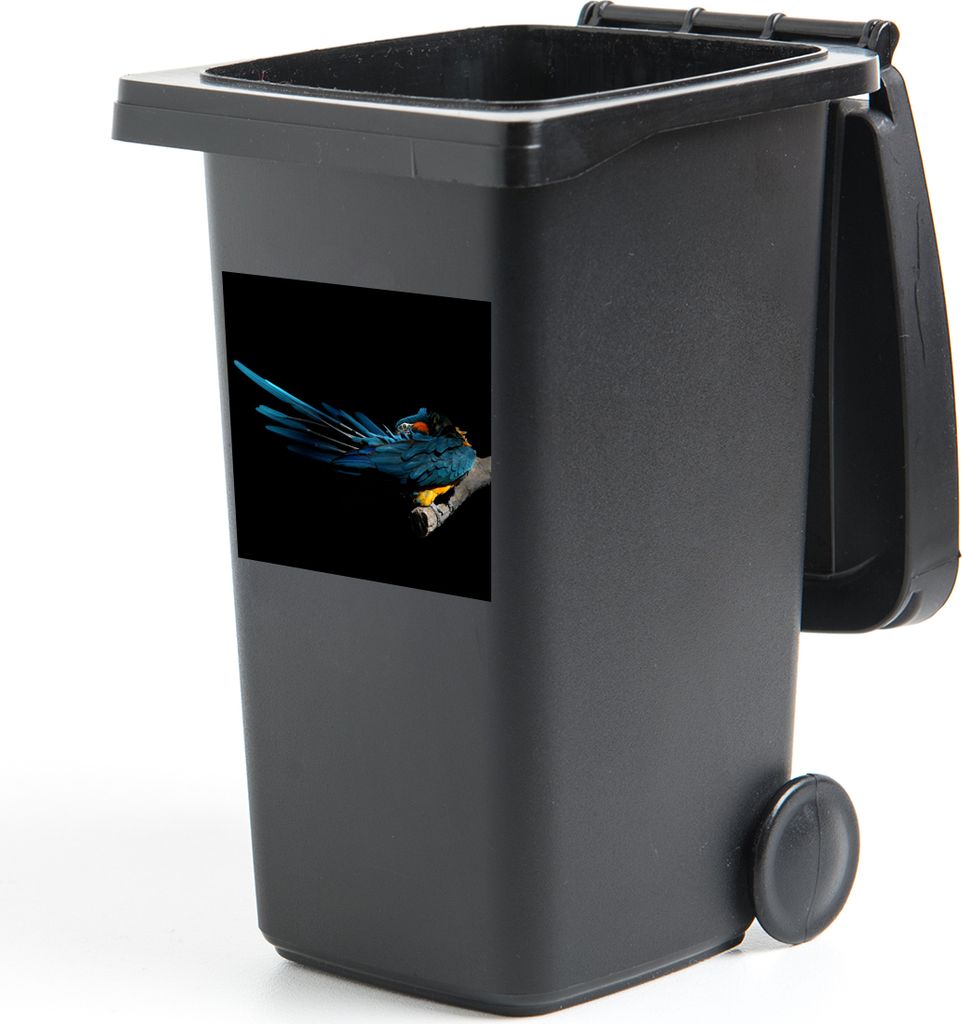 MuchoWow Mülltonnenaufkleber Vogel - Federn - Zweig - Schwarz 40x40 cm - Abfall-Aufkleber - Container - für Abfallcontainer