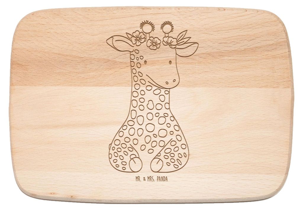 Mr. & Mrs. Panda Frühstücksbrettchen Giraffe Blumenkranz - Transparent - Geschenk, Abenteurer, Selbstliebe, Küchenbrett, Schneidebrett, Afrika, ...
