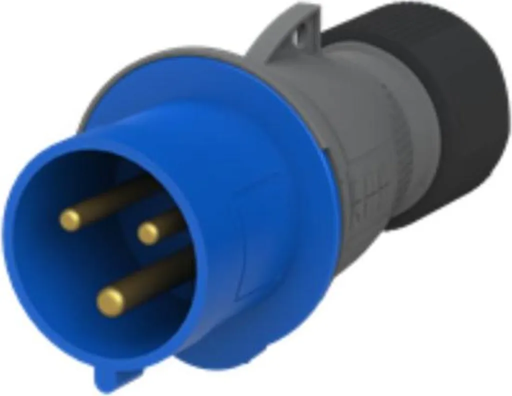 Connettore Amphenol 32A CEE 3 Poli Blu 230V Maschio 6h IP44 Professionale