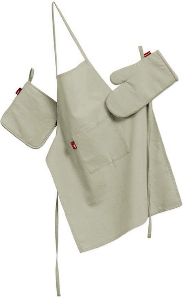 Küchenset: Schürze, Handschuh, Topflappen