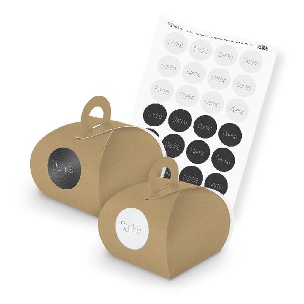 itenga SET Danke Schlicht Mix (Motiv 81) 24x Geschenkschachtel mit Griff braun +