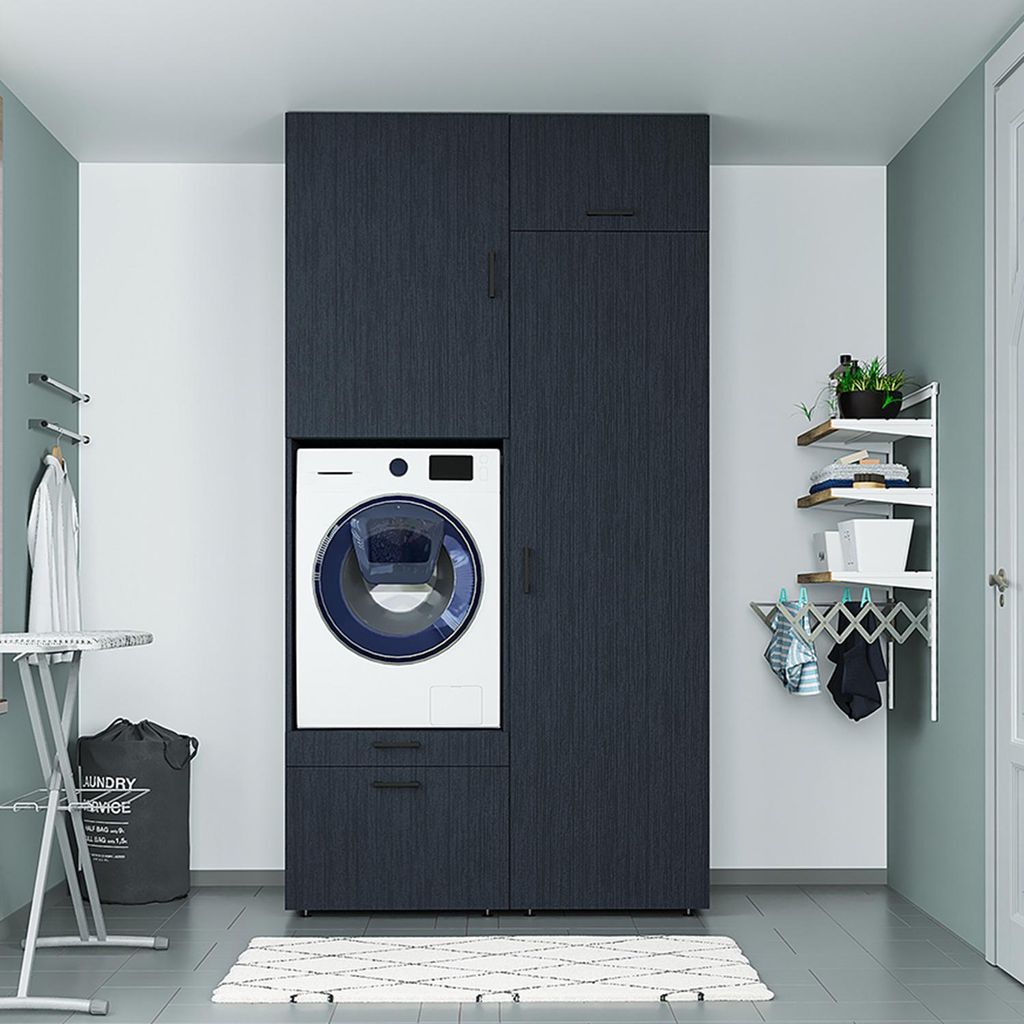 Roomart SERIE 2 Schrankwand 127 cm breit, Schwarz-Eiche