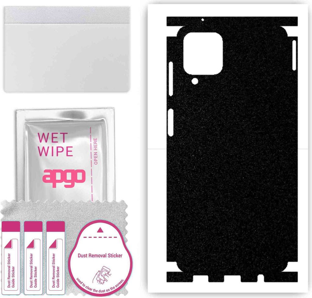 apgo Rückseite + Seiten Schutzfolie, Skin, kompatibel mit Samsung Galaxy A12, Hinten Displayschutzfolie aus Vinylfolie, kratzfest, einfache Montag...