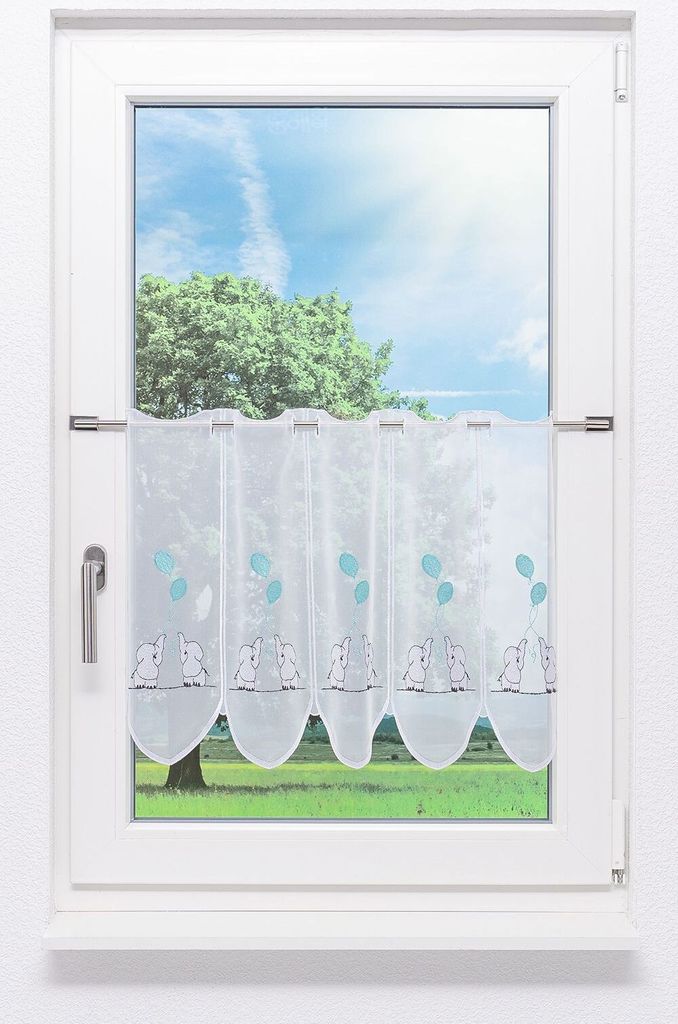 Scheibengardine von LYSEL - Elefant (Bx H) 113,4m * 45cm blau/mehrfarbig