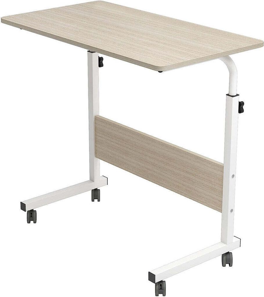 Laptop-Tisch mit Rollen – Höhenverstellbar – 80 cm x 40 cm – Weiß – Ideal für Frühstück im Bett