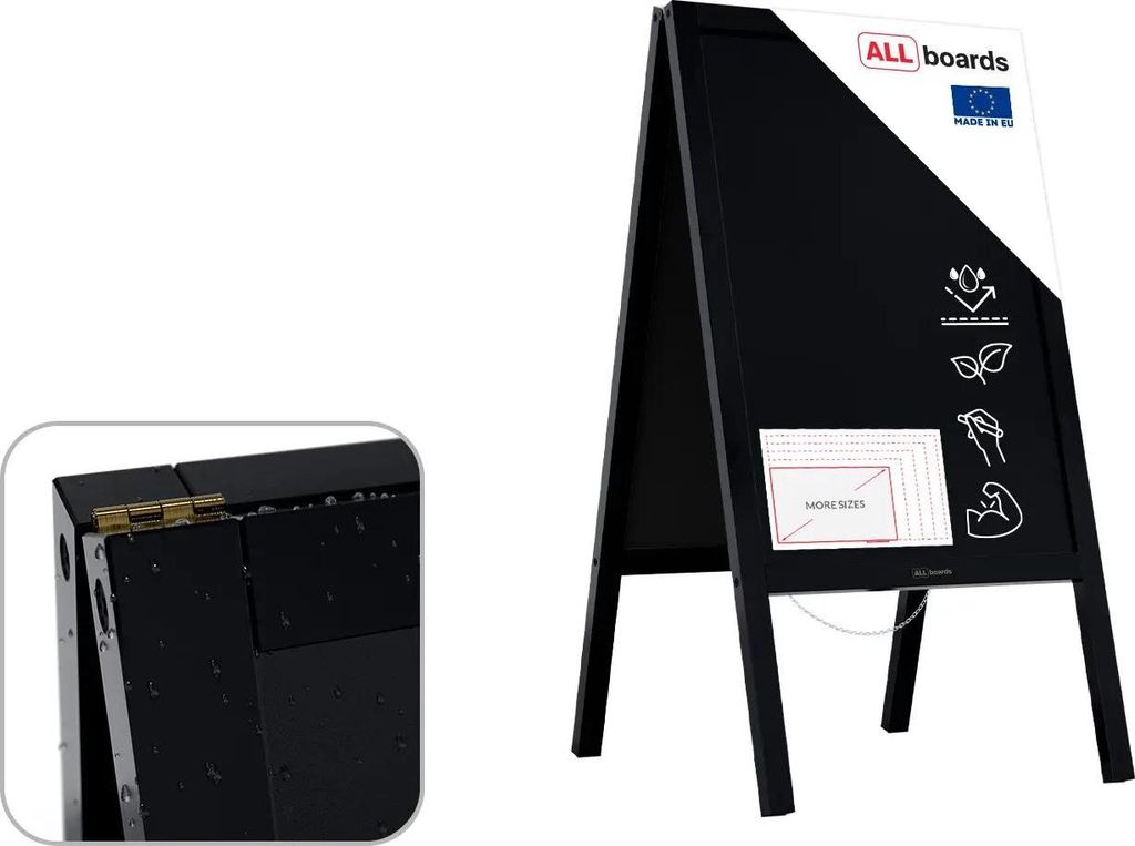 Lavagna da gesso con cavalletto bifacciale 118x61cm NERA Immagine del prodotto 