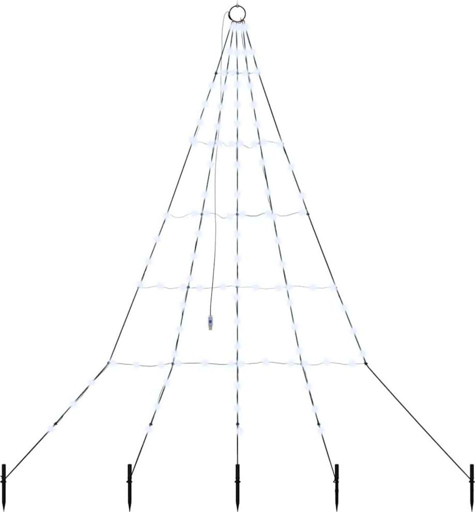vidaXL LED Weihnachtsbaum mit Erdspießen Kaltweiß 182 cm Metall