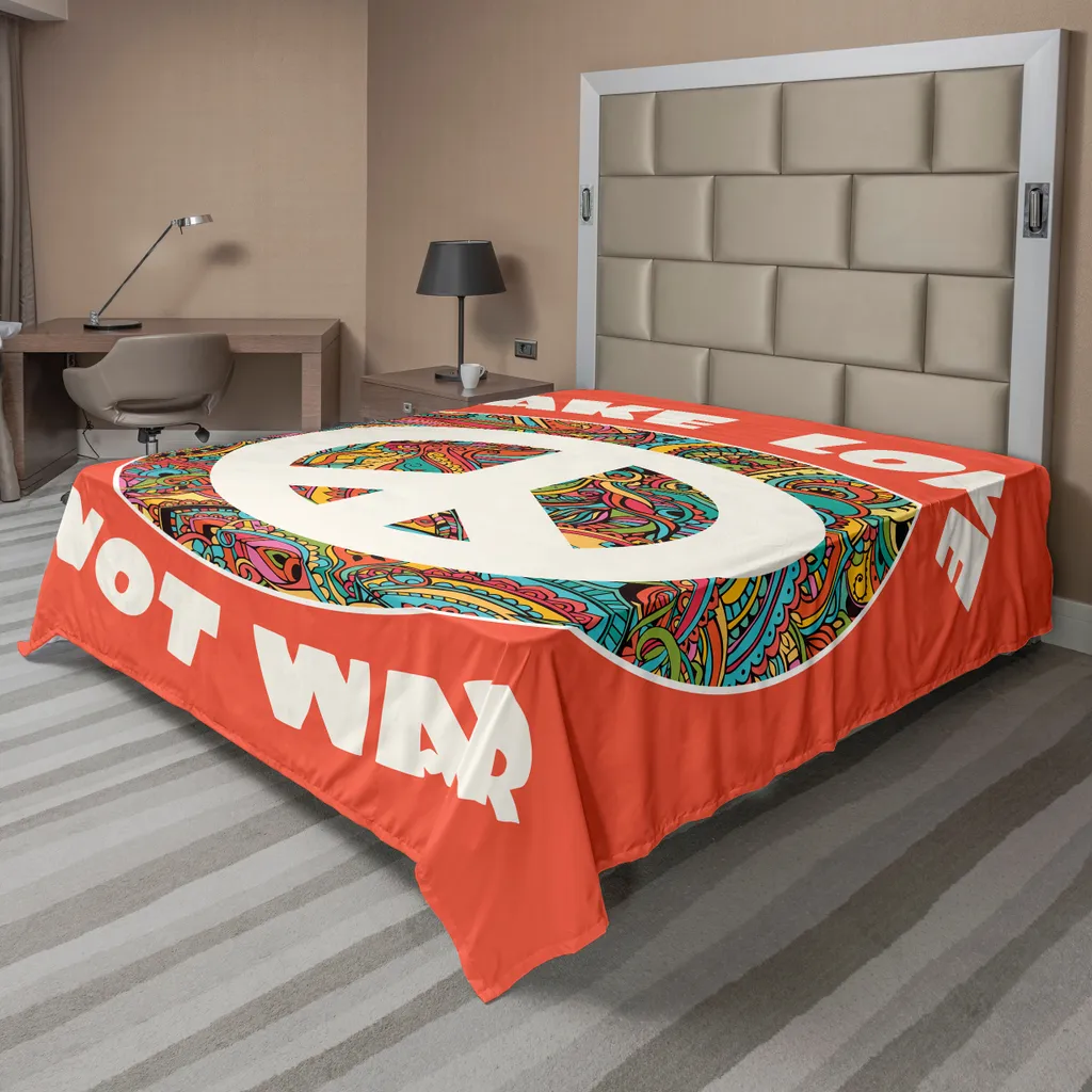 Drap plat supérieur décoratif motif hippie créatif corail 275x260 cm