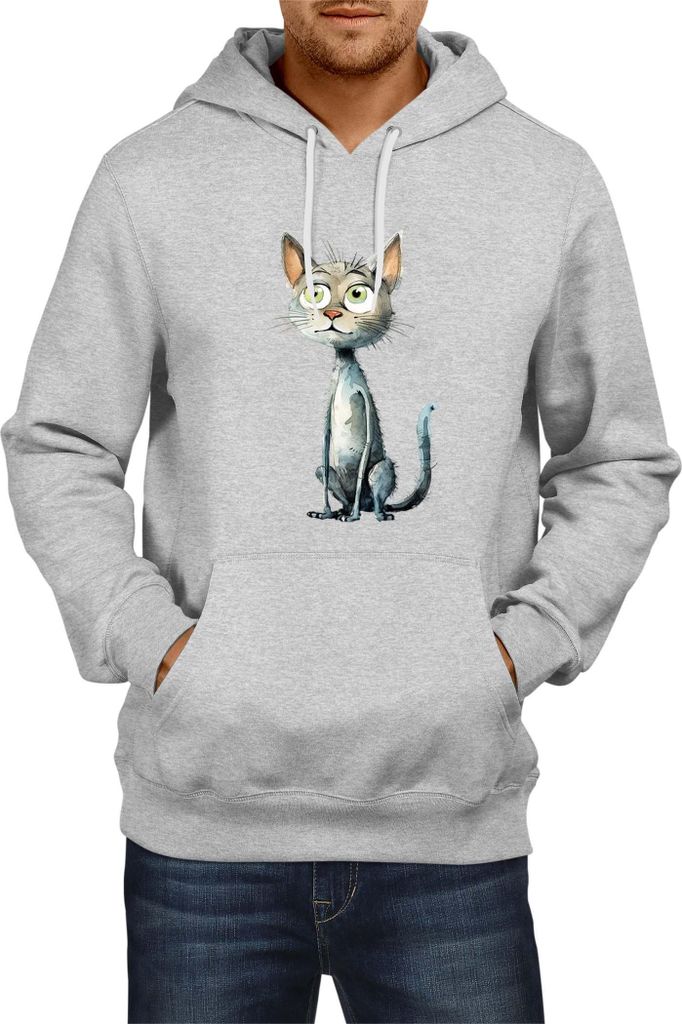 Herren Kapuzenpullover Funny Cats Breeds Bambino Cat 012, Man 2XL / Grau
