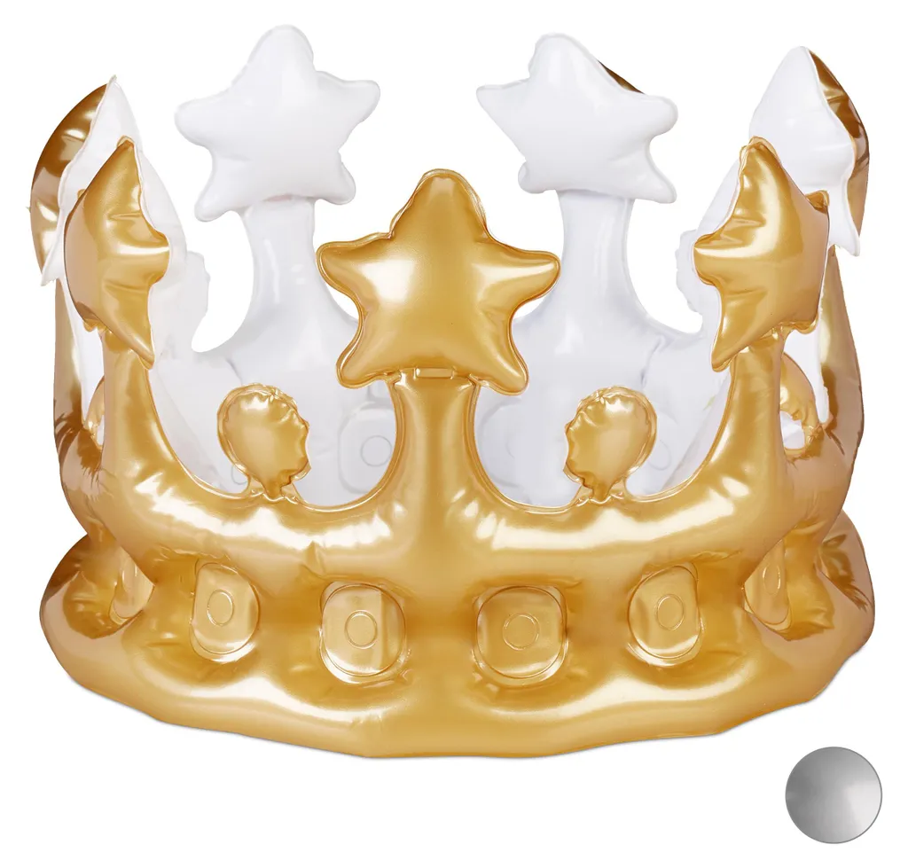 Relaxdays 10 x couronne gonflable or pour fête et anniversaire enfant