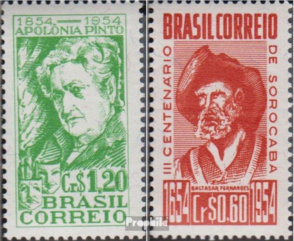 Briefmarken Brasilien 1954 Mi 842,844 (kompl.Ausg.) postfrisch Apolonia Pinto