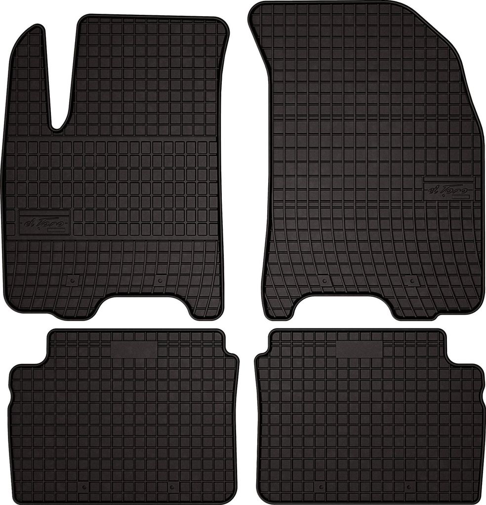 Gummifußmatten passend für Chevrolet Kalos (Schrägheck, Limousine, Bj. 2004-2007) – schwarz, passgenau, mit Befestigungen set 4 Stk. - Gummi-A...