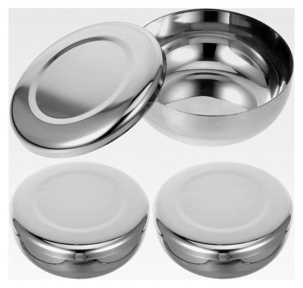 Doppelwandige Edelstahl-Reisschalen 3 Stück mit Deckel, kleine Suppenschüsseln aus Metall, geeignet für Salat und Vorrat in der Küche