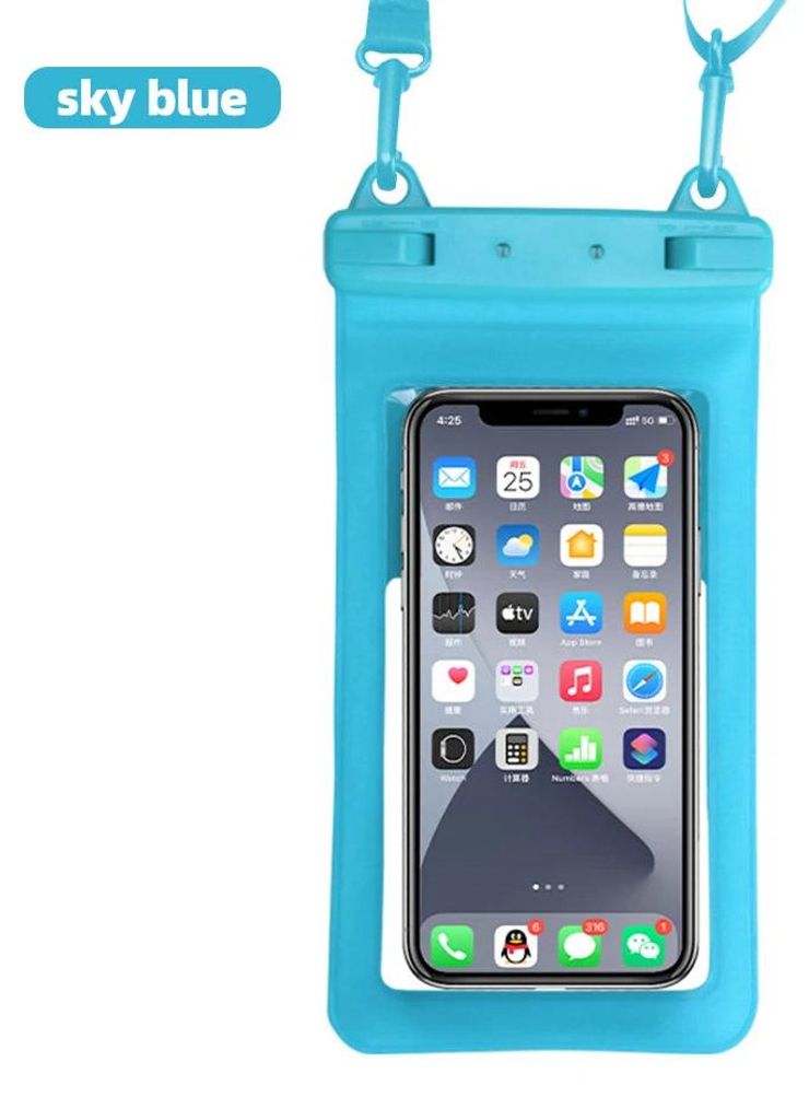 Wasserdichte Hülle für Telefon Unterwasser Schnee Regenwald Transparente Trockentasche Schwimmtasche Große Handyhülle. Blau