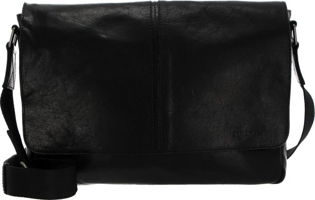 SADDLER Enzo Sac Ordinateur Portable Cuir Noir avec Bandoulière Amovible