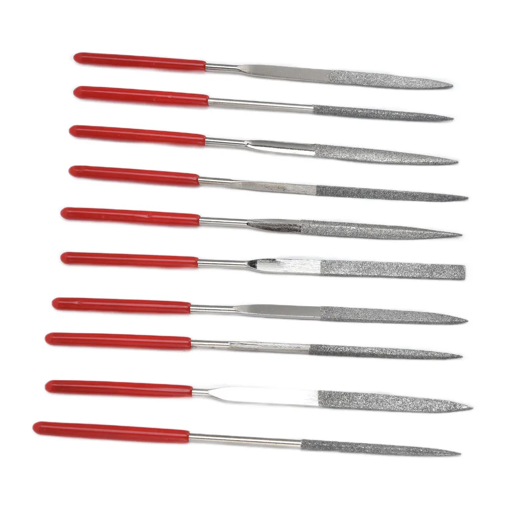 10Pcs Set di lime ad ago temprato robusto durevole manico comodo lime per gioielli (3x140mm) - 5