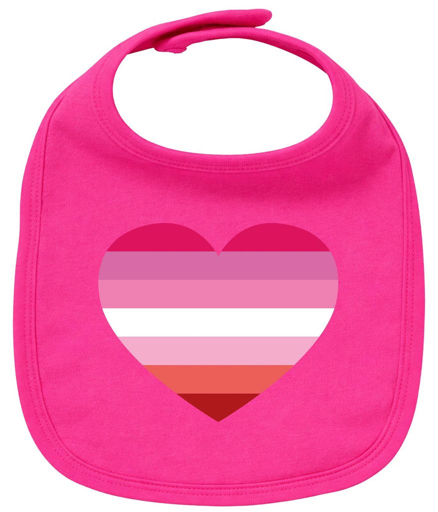 Huuraa Baby Lätzchen Lesbische Pride Flagge LGBTQ Herz Cherry Pink Klettverschluss Bio Baumwolle Latz Geschenkidee