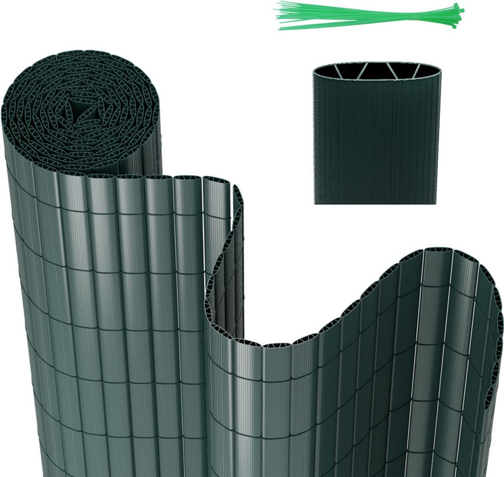 PVC Sichtschutzzaun Sichtschutzmatte Gartenzaun Sichtschutz Windschutz für Balkon &Terrasse, Grün 80x400cm