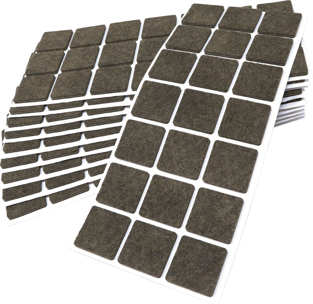 Adsamm | 210 x selbstklebende Filzgleiter / Braun / 30x30 mm / quadratisch / Möbelgleiter aus Filz mit 3.5 mm Stärke