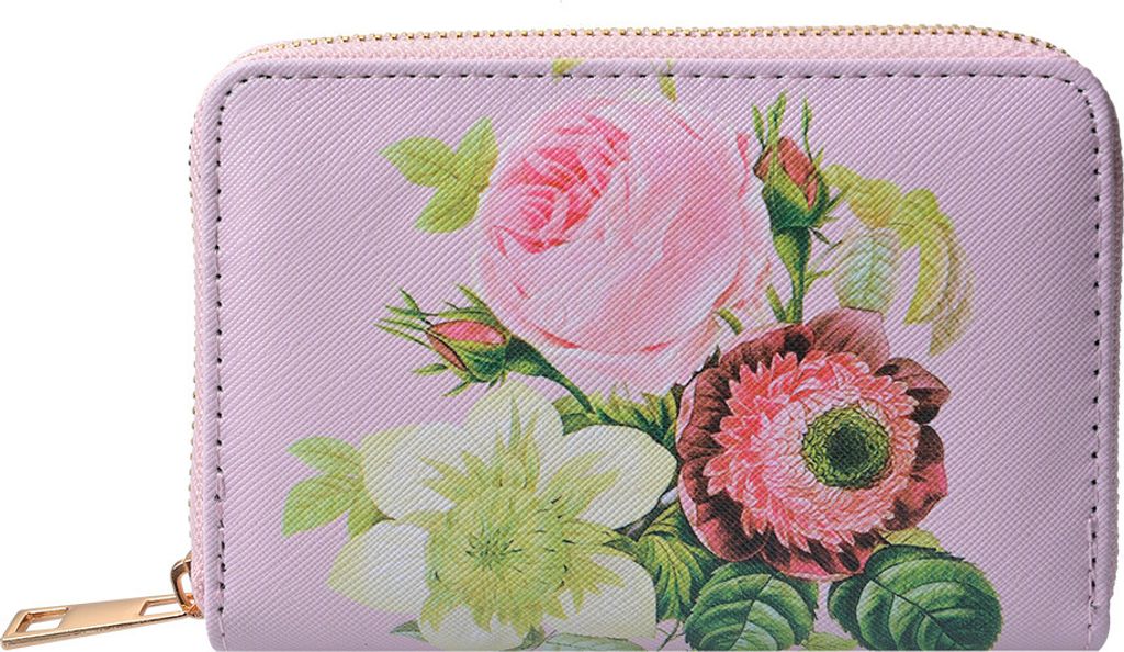 Clayre & Eef Brieftasche 10x15 cm Rosa Polyester Blumen