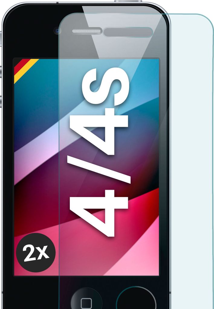 SCHUTZFOLIE FÜR APPLE IPHONE 4 / 4S - ECHTGLAS, Stückzahl:2er Set