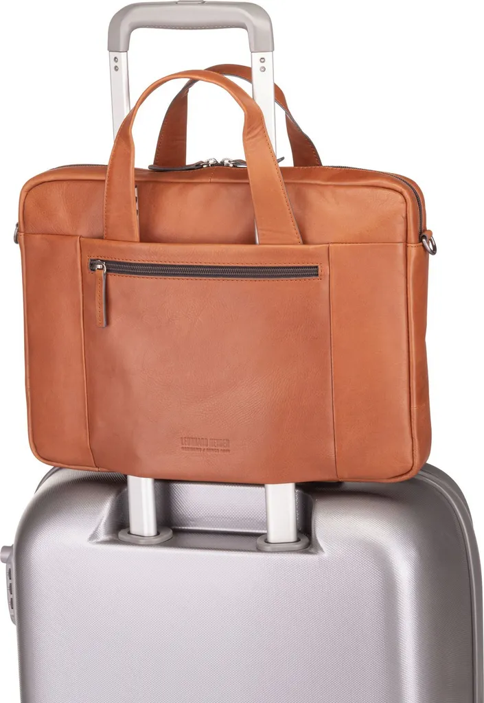 Mallette de Travail Zippée en Cuir Véritable avec Compartiment Unique - 8