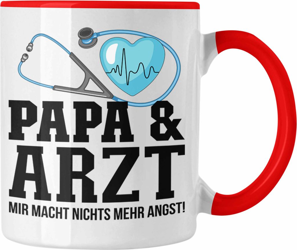 Trendation - Papa und Arzt Tasse Geschenkidee Vater für Ärzte Geburtstag Vatertag Spruch Geschenkidee (Rot)
