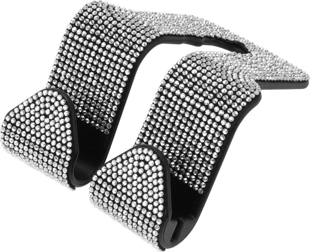 1 Stück für Geldbörsen und Taschen, Handyhalter Auto Kopfstützenhaken Robuste Auto Rückenlehnentaschenhaken Weißes ABS Strass 6,2 cm x 7,9 cm