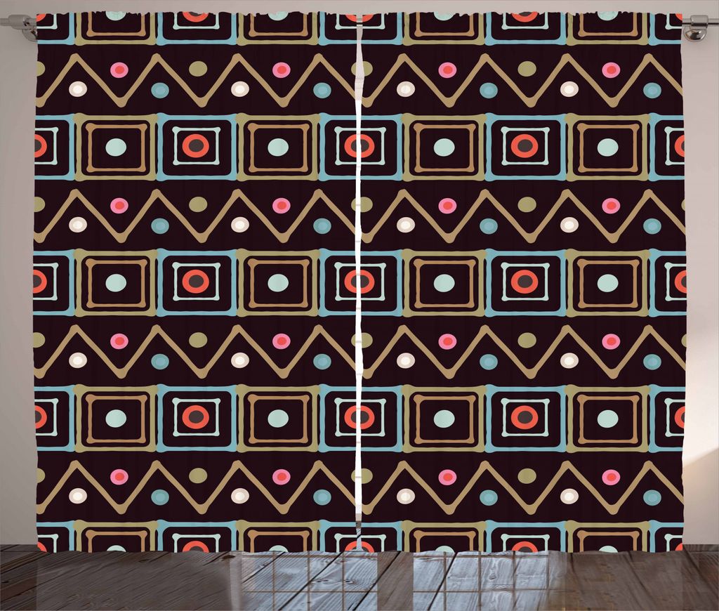 ABAKUHAUS afrikanisch Rustikaler Vorhang, Einheimische Bunte Grenzen, Wohnzimmer Universalband Gardinen mit Schlaufen und Haken, 280 x 245 cm, Mehr...