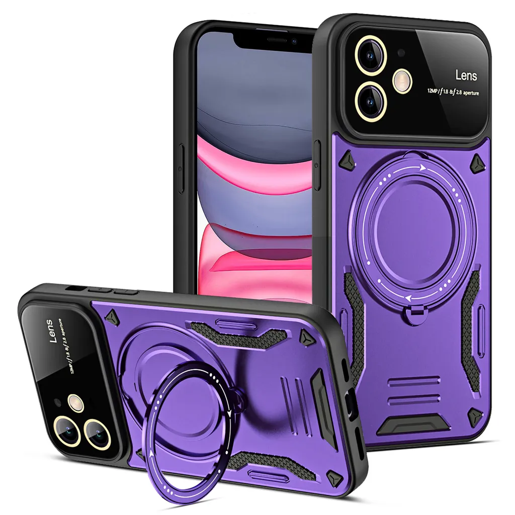 ESTH® Custodia per Xiaomi Redmi 12 4G/Redmi 12 5G con Supporto [Compatibile con Supporto Magnetico per Auto] Cover Paraurti PC + TPU, Nero