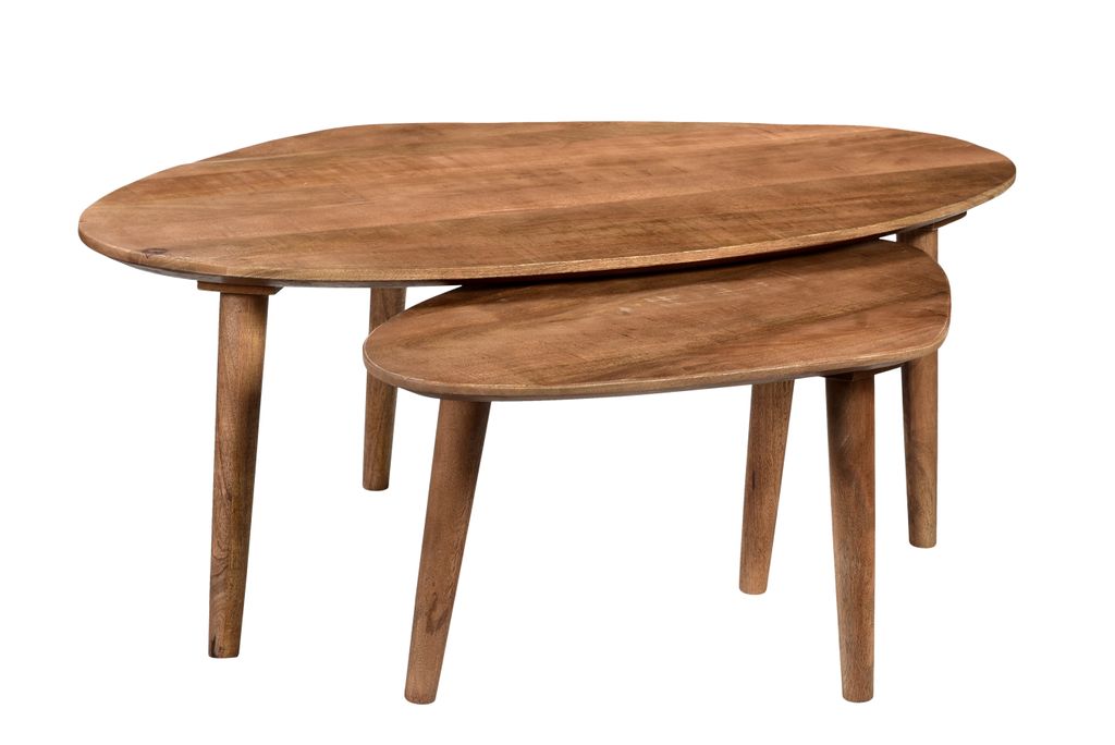 Livingfurn - Xavier Couchtisch 2er-Set - Mangoholz