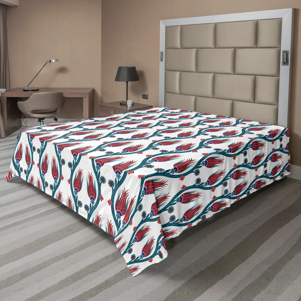 Lenzuolo Microfibra ABAKUHAUS Tulipano 260x228 Rosso Verde