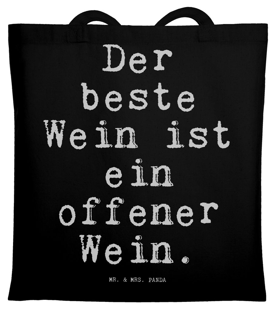 Mr. & Mrs. Panda Shopping Tasche Der beste Wein ist... - Schwarz - Geschenk, Beutel, Weinabend, Trinkspruch, Tote Bag, Sprüche, Büchertasche, wit...