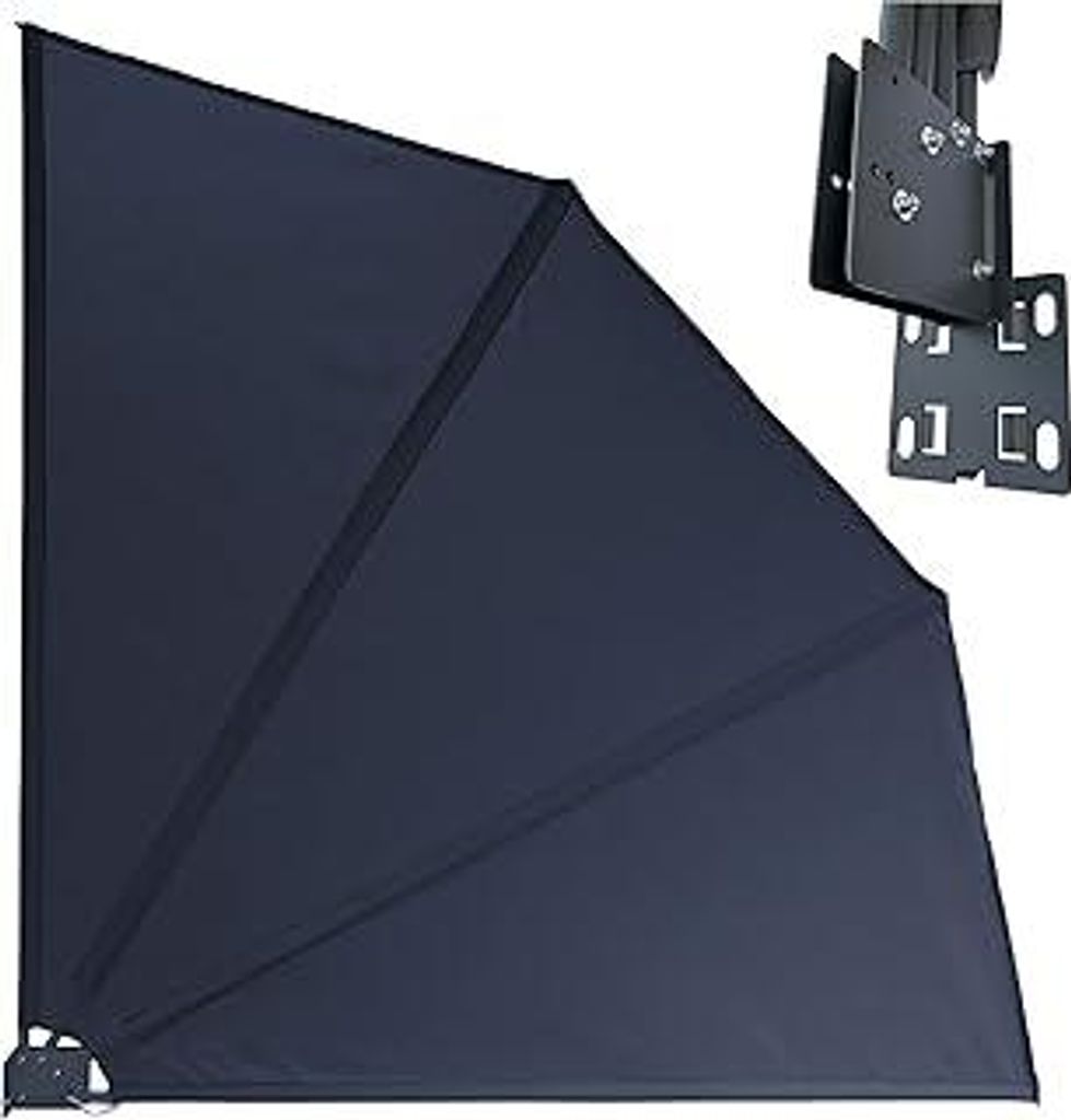 Sichtschutz Fächer 115 x 115 cm Easy Mount GRAU Blickdicht Balkon Trennwand Windschutz Sonnenschutz