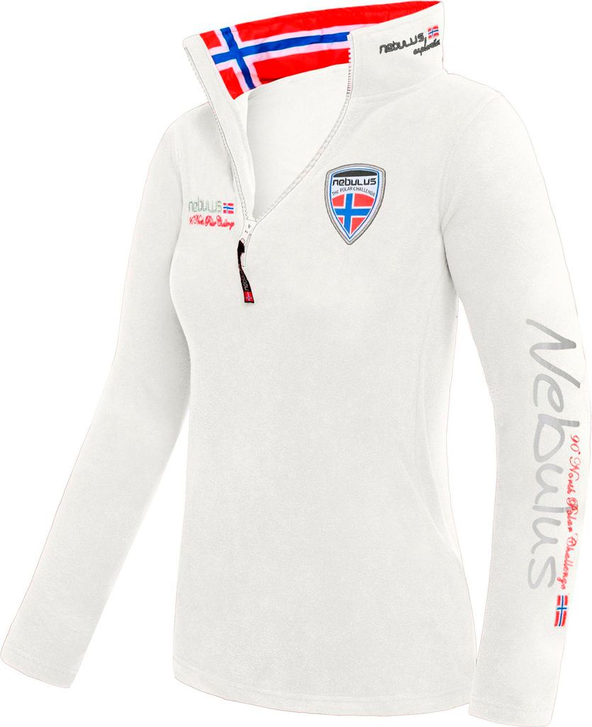 Nebulus Fleecepullover SKANDINAVIA Damen, warmer Fleecepullover, Pulli aus Fleece mit Half Zip Reißverschluss, Q1002 - Damen, weiß, S/36