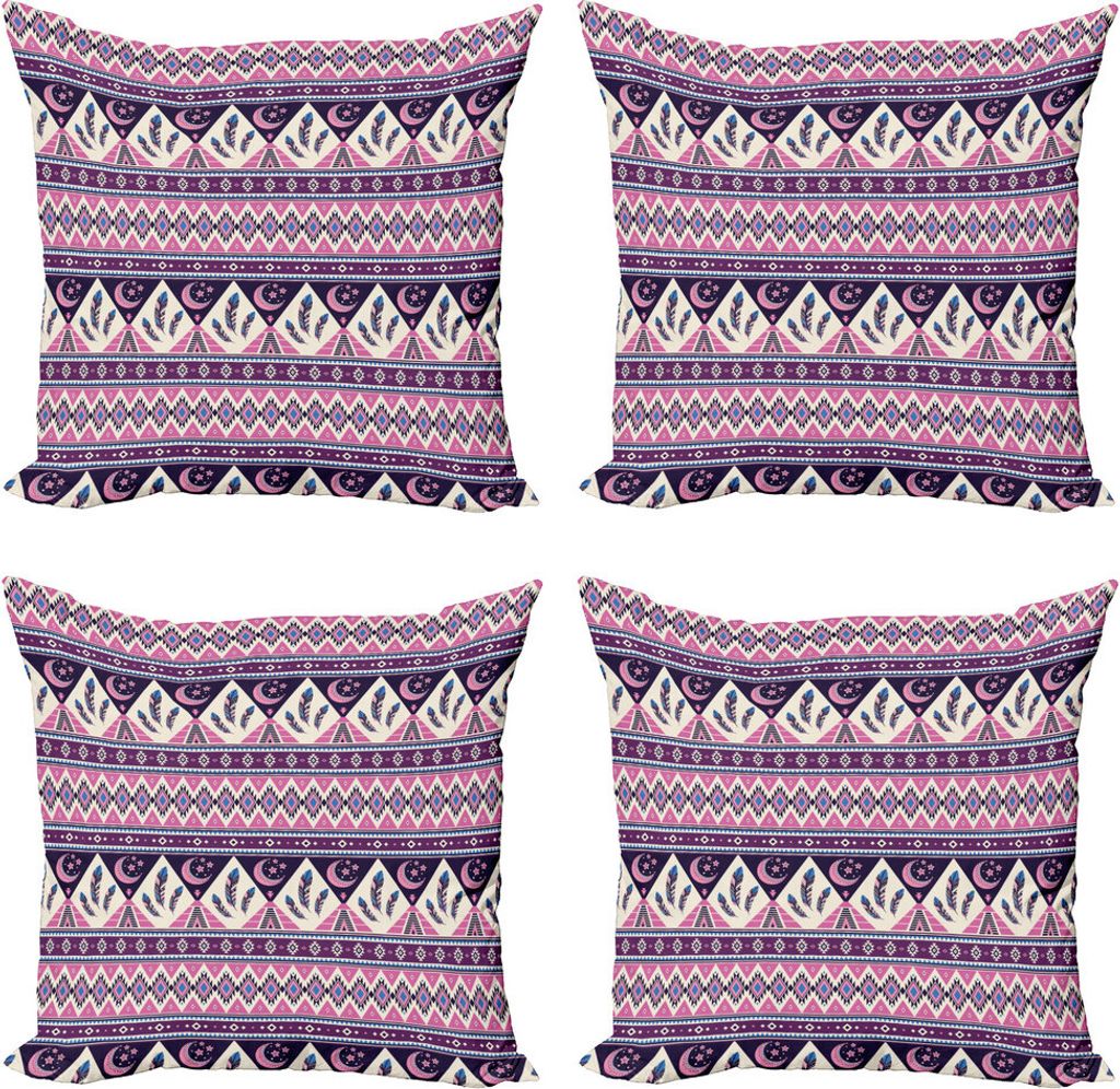 ABAKUHAUS aztekisch Kissenbezug Set (4 Stück), Nordic Nächtliche Zusammensetzung, Moderner Doppelseitiger Digitaldruck, 50 cm x 50 cm, Mehrfarbig