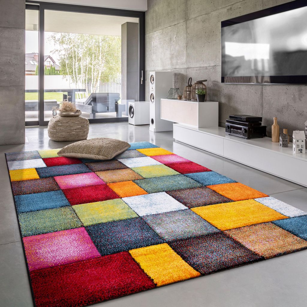 Teppich Wohnzimmer Kinderzimmer Kurzflor Modernes Produktbild 