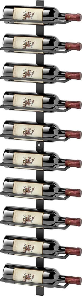 Casier à bouteilles mural pour 10 vins en acier noir - Modèle Loft V10