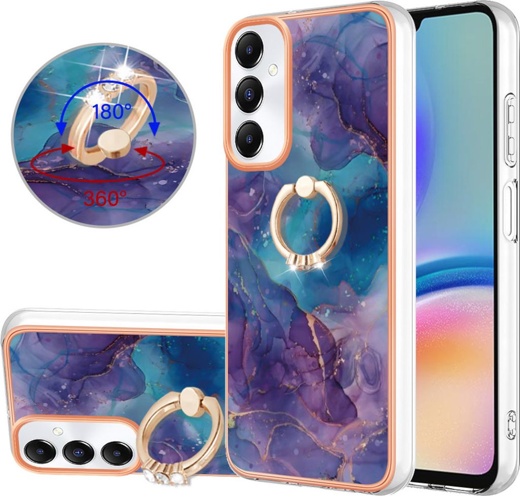 Hülle für Samsung Galaxy A05S Muster TPU Silikon Stoßdämpfer Bumper Schutzhülle mit Ring Ständer Dunkelblau