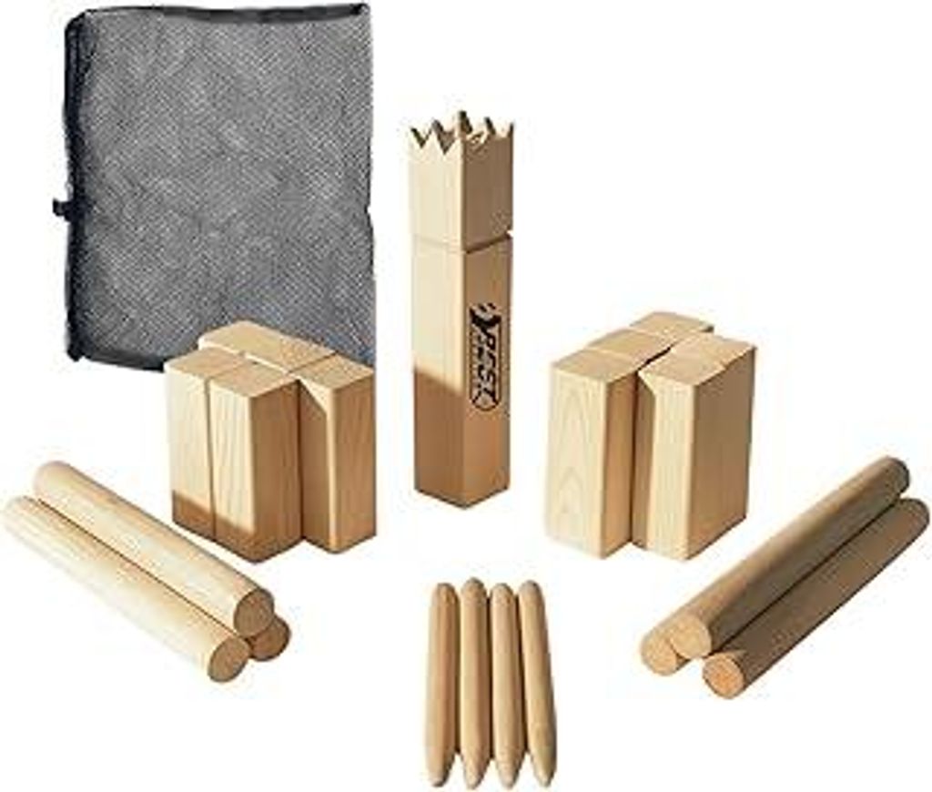 Best Sporting Nordmann-Schach Reise-Set | Kubb Spiel für Erwachsene & Kinder | Outdoor Wurfspiel aus Holz | Gesellschaftsspiel für Draußen | Kom...