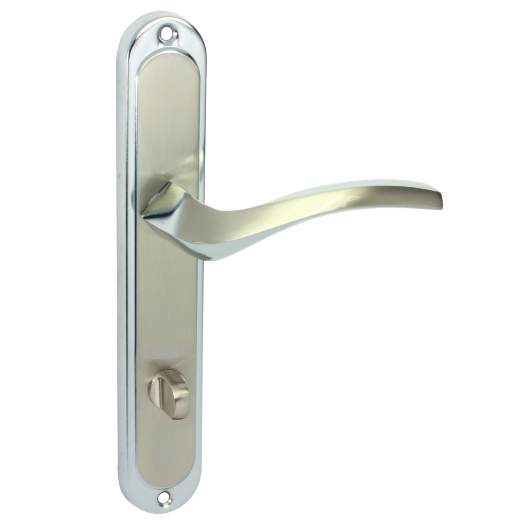 DOMINO Türgriff 78 Drückergarnitur WC - Badezimmer Set | Links & Rechts Türbeschlag für WC/Badezimmertüren | L-Form | Aluminium |Silber | ENIG...