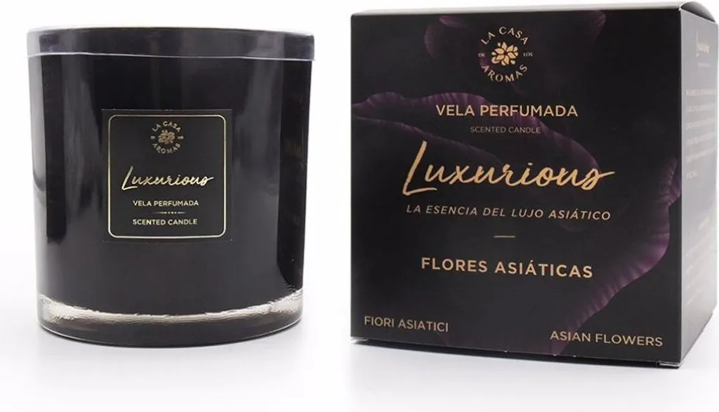 Grande bougie parfumée d'ambiance Fleurs d'Asie 650G en pot de verre