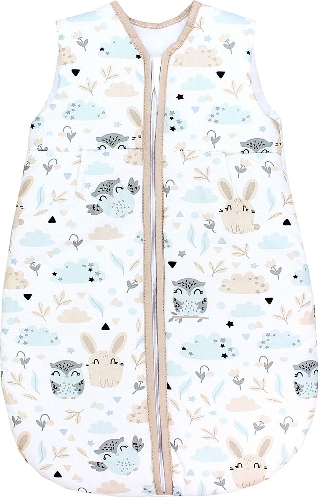 TupTam Ganzjahresschlafsack e Materialien 2.5 TOG ärmellos Baby Schlafsack wattiert, Farbe: Hase / Eule, Größe: 68-74