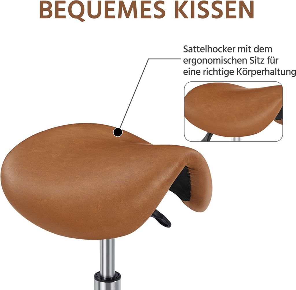 Yaheetech Sattelhocker Rollhocker Arbeitshocker Drehhocker Produktbild 7
