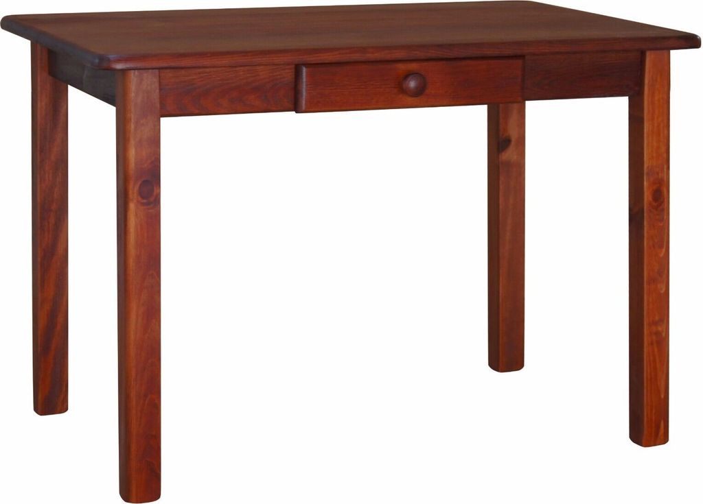 Tisch mit Schublade aus massivem Kiefernholz in der Farbe Calvados 100 x 60 cm