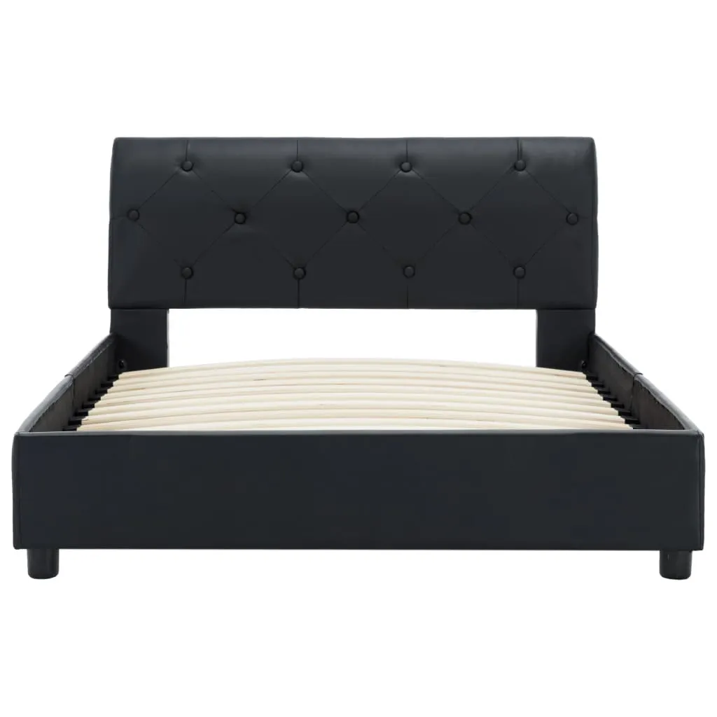 Lit simple 100x200 cm noir en simili cuir - Cadre de lit design moderne